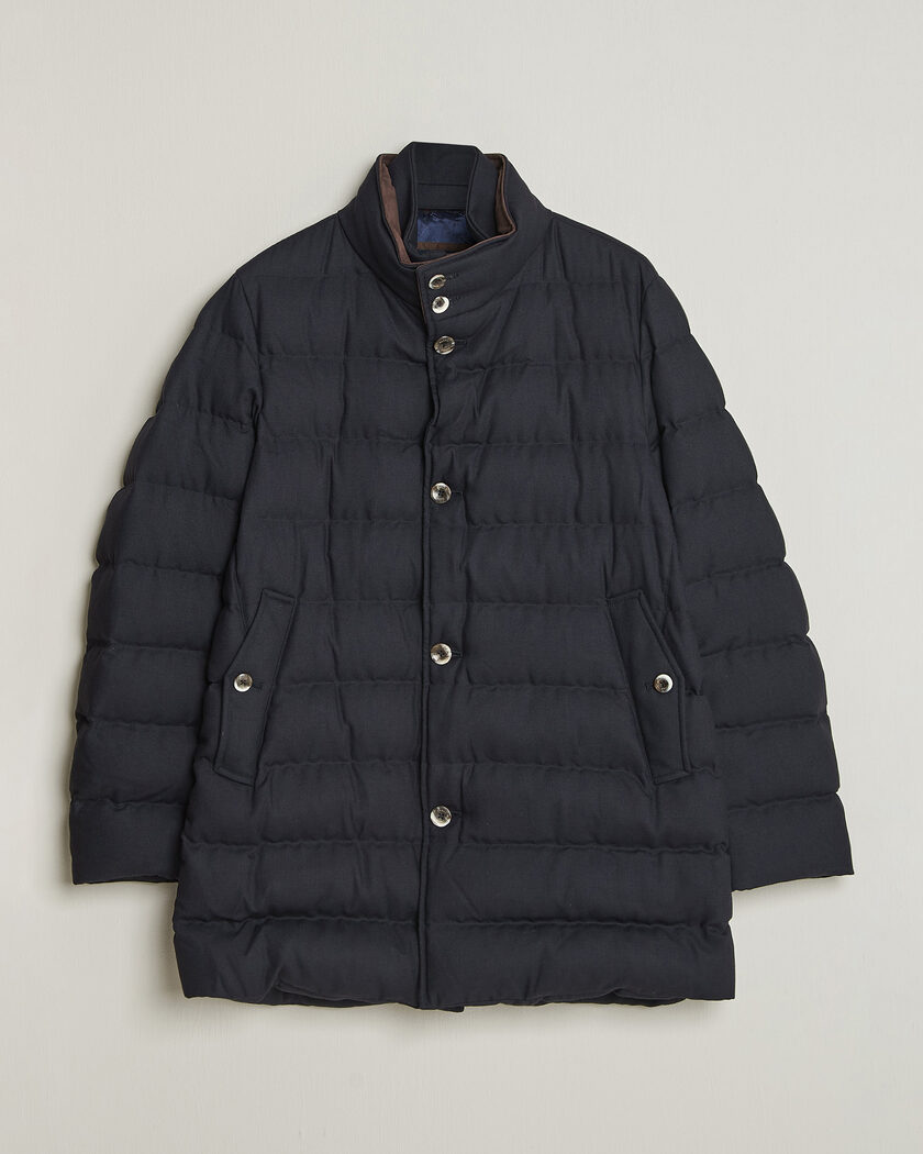 Herno Flannel Down Coat Navy – Azul