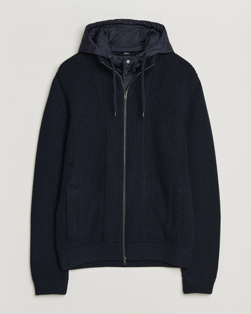 Herno Full Zip Knit Cardigan Navy – Azul