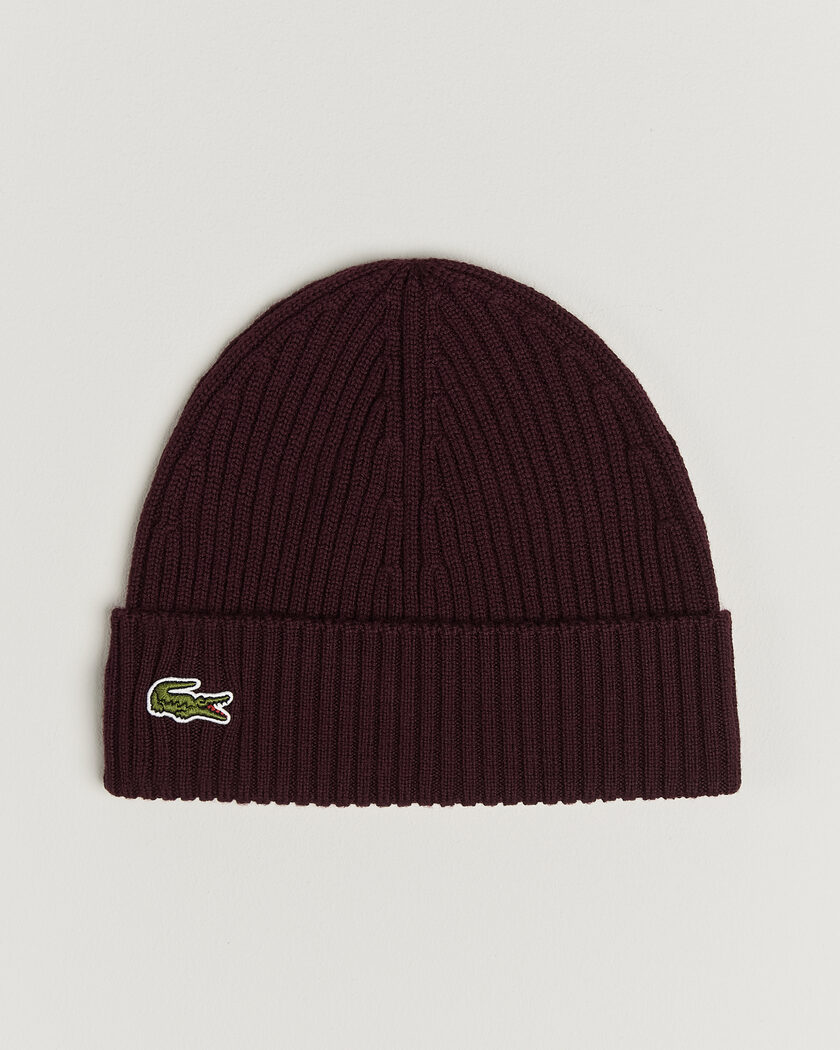 Lacoste Wool Knitted Beanie Oxalis – Rojo