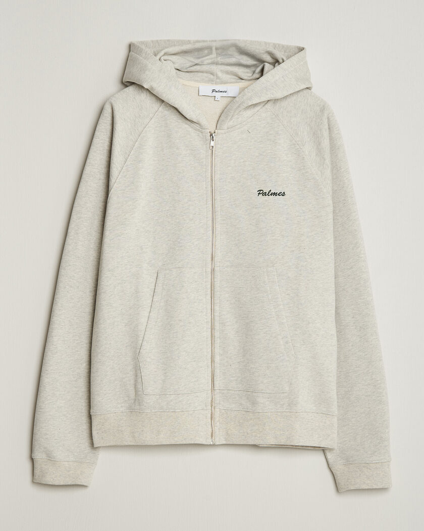 Palmes Logo Zip Hoodie Grey Melange – Gris