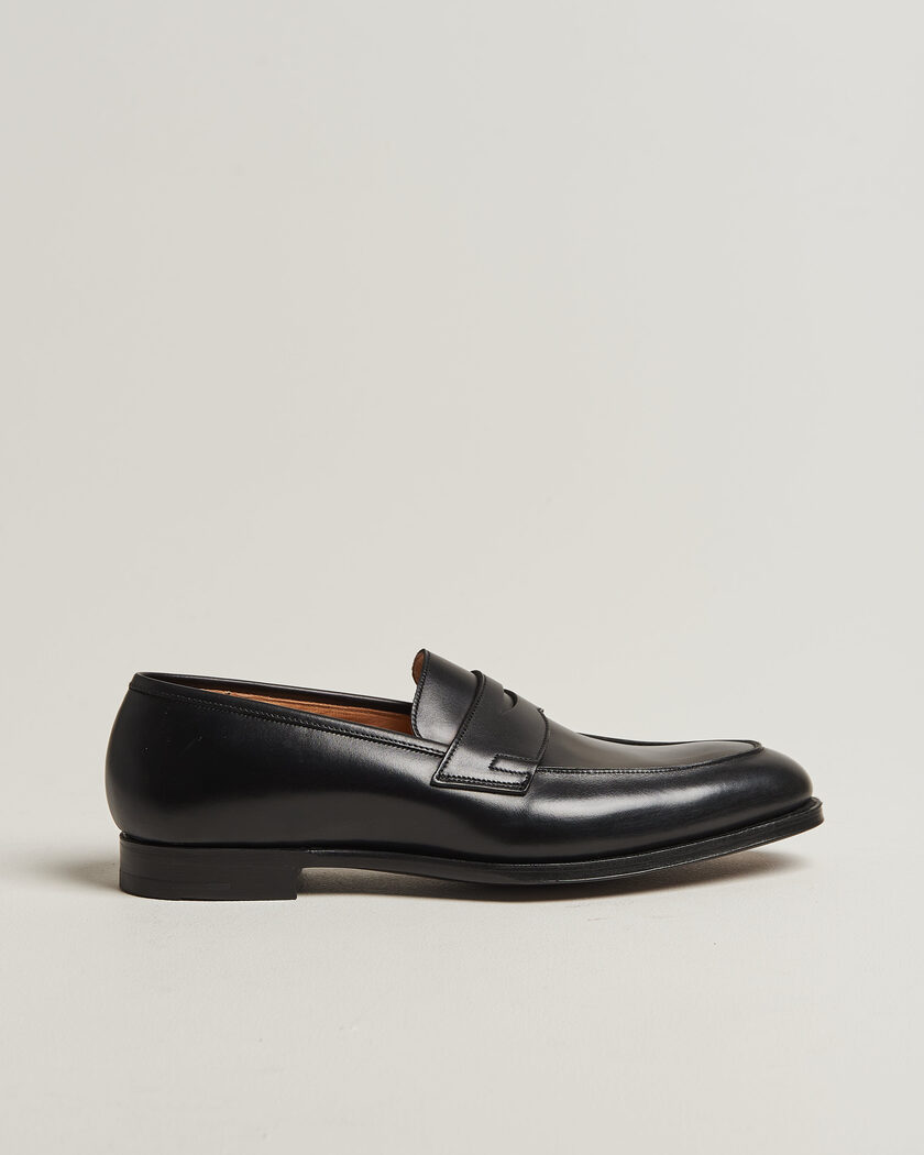 Crockett & Jones Crawford Handgrade Penny Loafer Black Calf – Negro