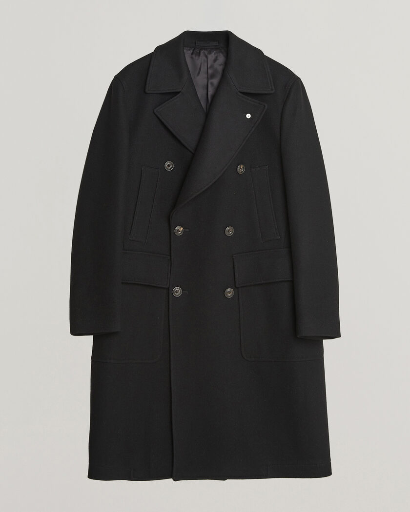 L.B.M. 1911 Double Breasted Wool/Cashmere Coat Black – Negro