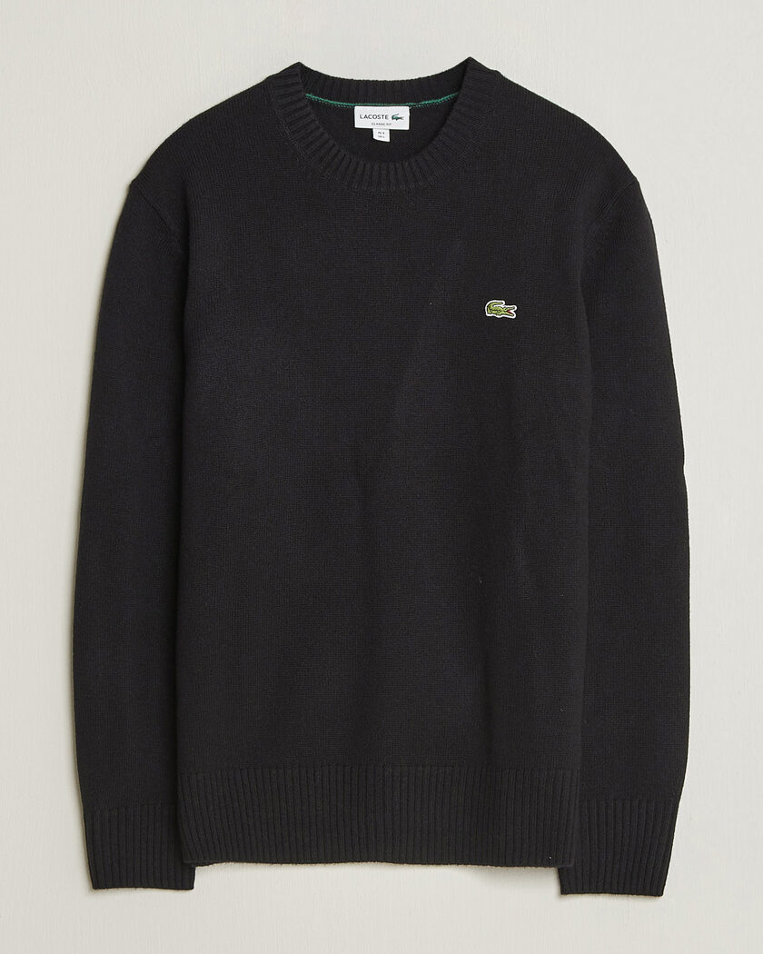 Lacoste Carded Wool Crew Neck Black – Negro