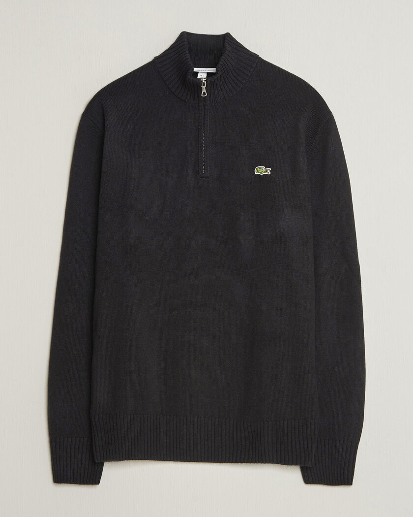 Lacoste Carded Wool Half Zip Black – Negro