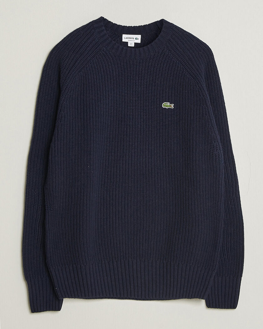 Lacoste Heavy Wool Knitted Sweater Navy Blue – Azul