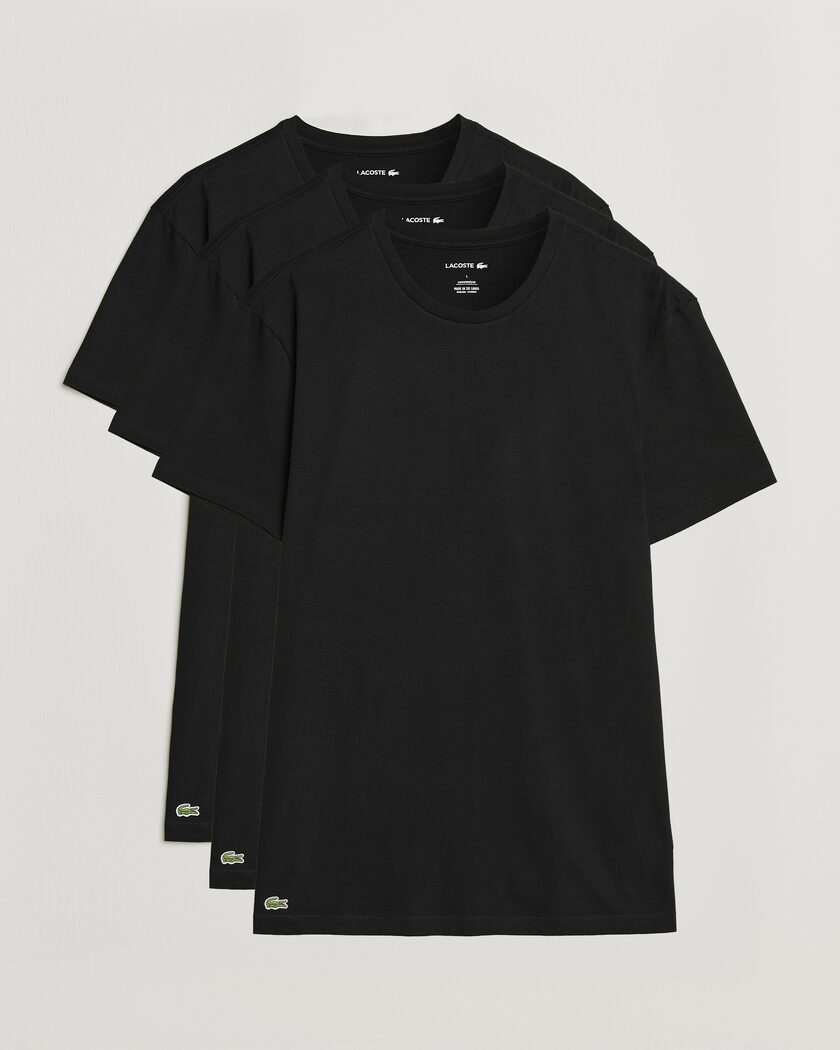 Lacoste 3-Pack Crew Neck T-Shirt Black – Negro