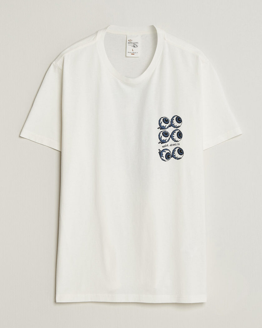 Nudie Jeans Roy Wall Crack T-Shirt Chalk White – Blanco