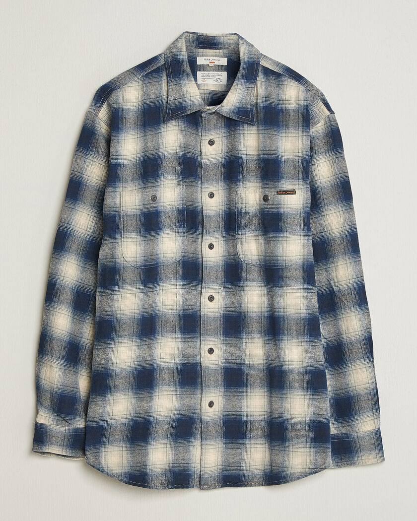 Nudie Jeans Julian Worker Checked Shirt Blue – Azul