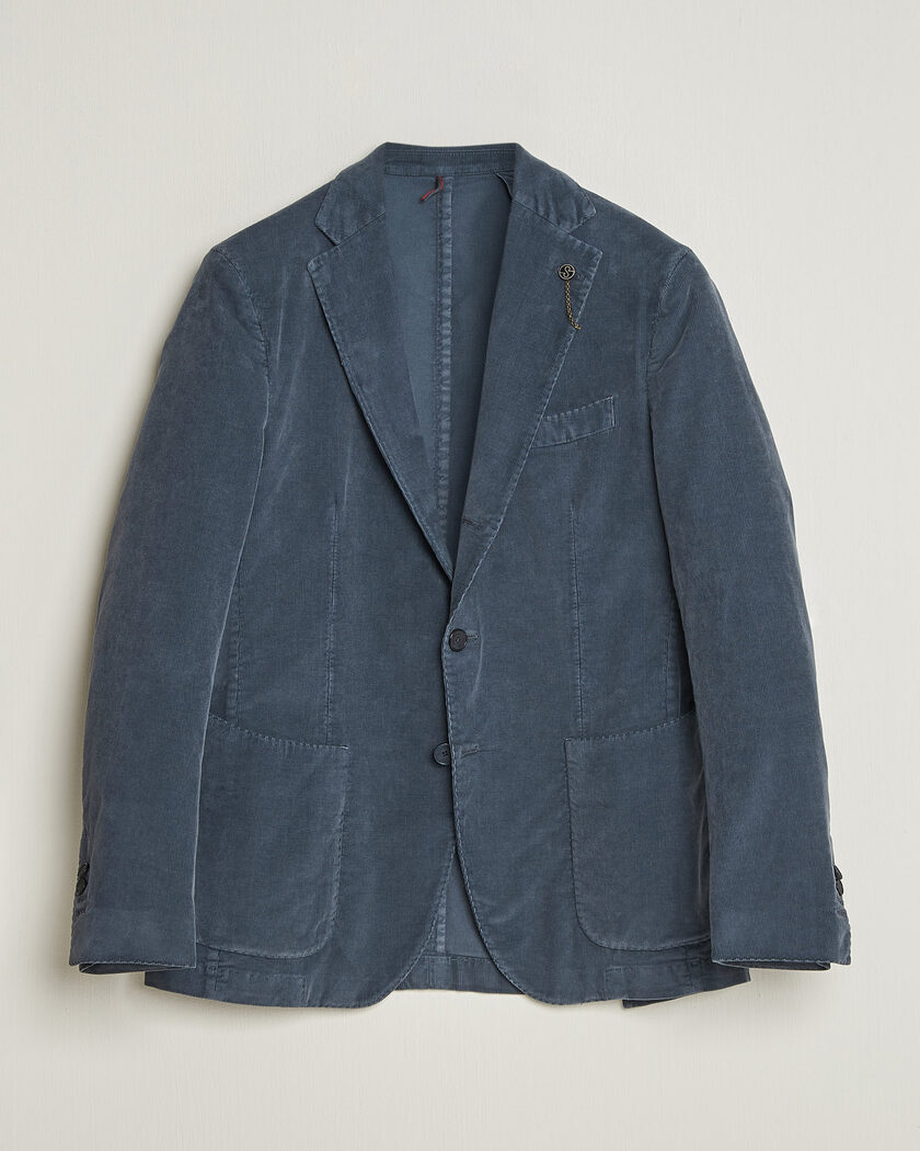 Santaniello Corduroy Patch Pocket Blazer Iron Blue – Azul