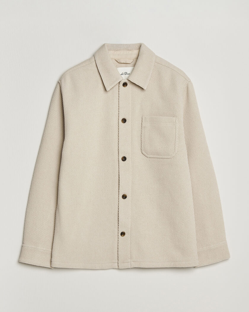 LES DEUX Twill Wool Overshirt Ivory – Blanco
