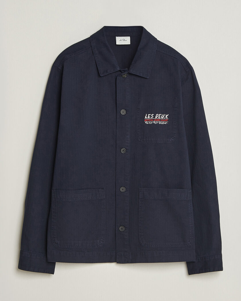 LES DEUX Herringbone Artist Overshirt Dark Navy – Azul