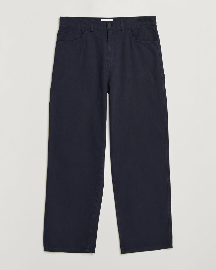 LES DEUX Roi Carpenter Herringbone Pants Dark Navy – Azul