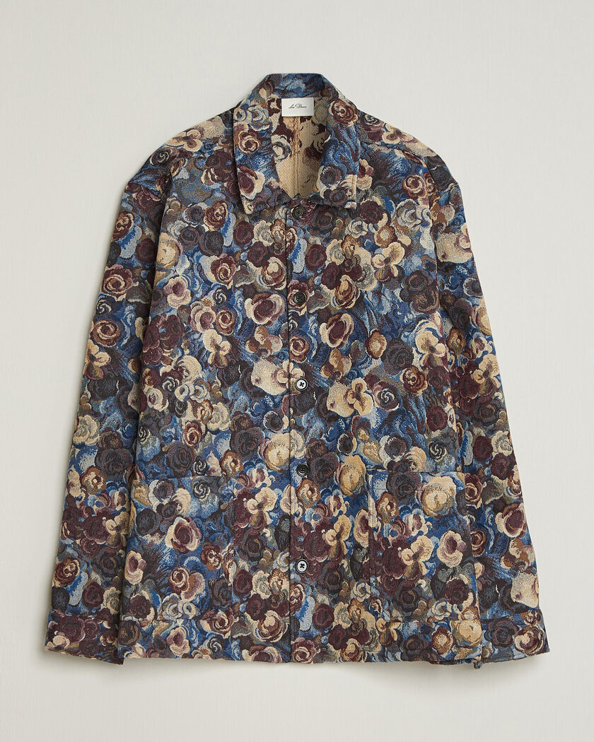 LES DEUX Flower Jaquard Overshirt Blue Multi – Azul