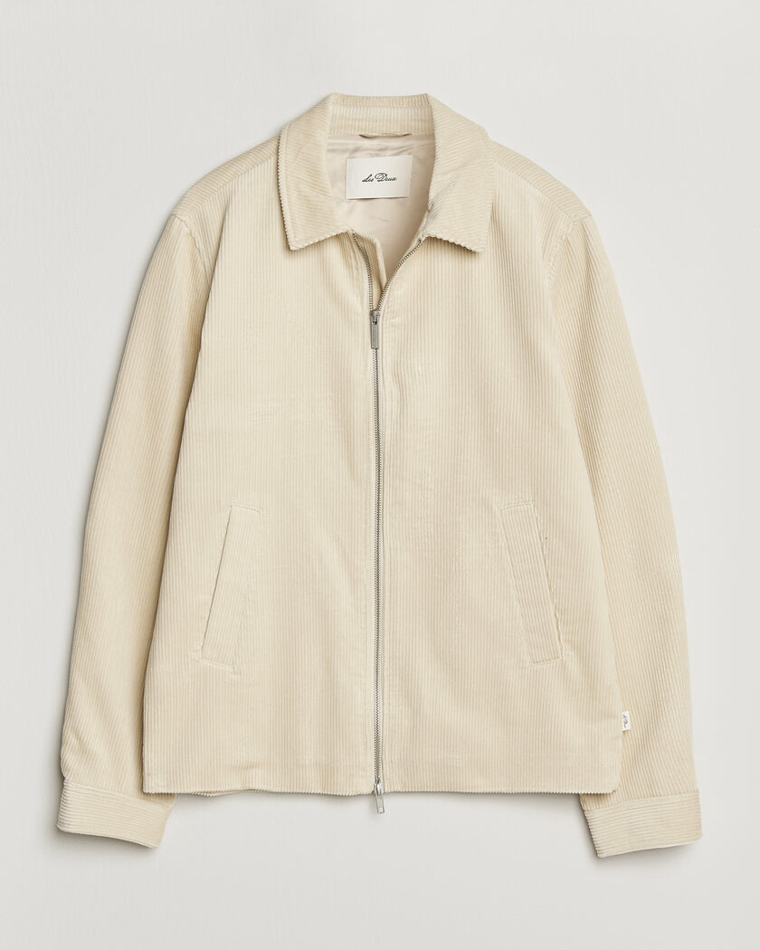 LES DEUX Corduroy Zipper Coach Jacket Ivory – Blanco