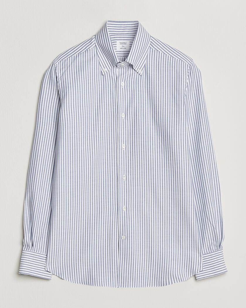 Mazzarelli Soft Oxford Button Down Shirt Blue Stripe – Azul