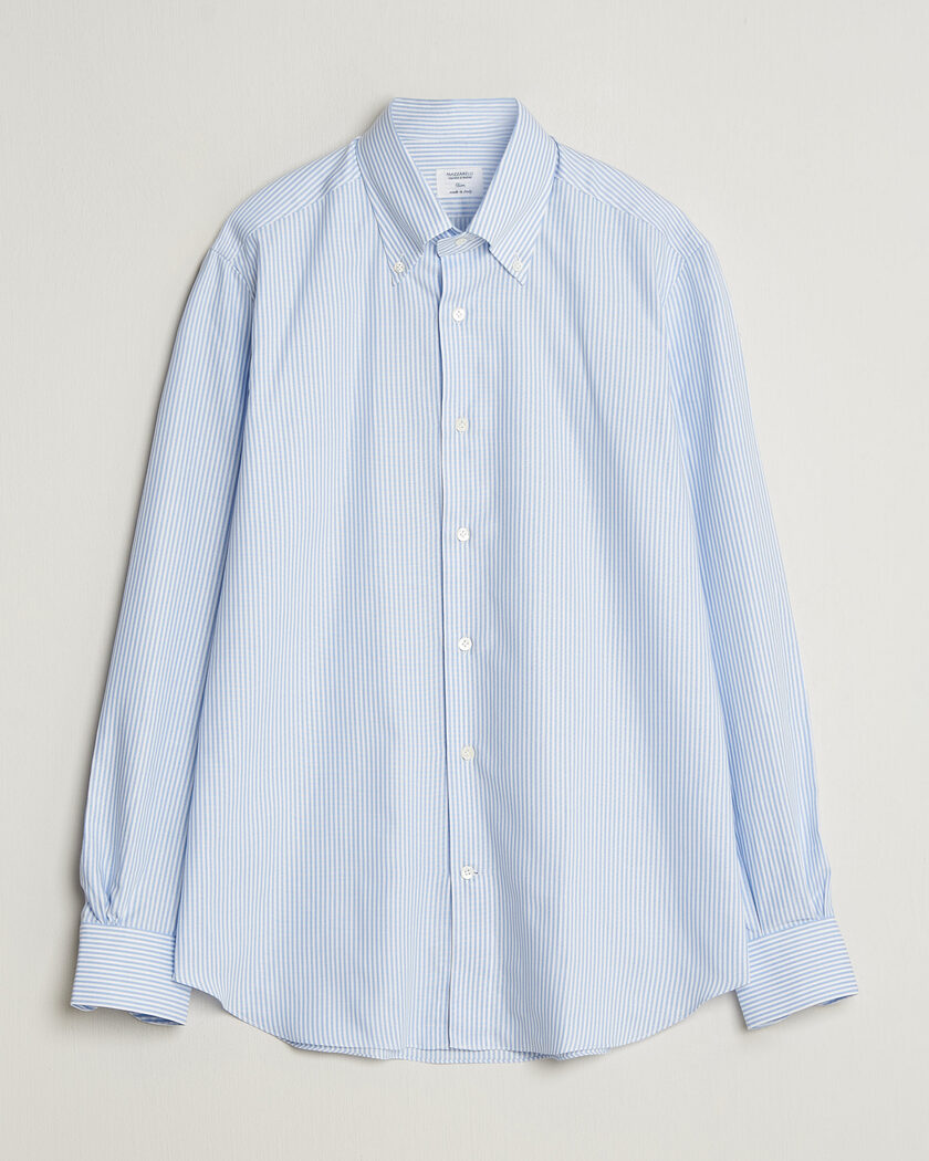 Mazzarelli Soft Oxford Button Down Shirt Light Blue Stripe – Azul