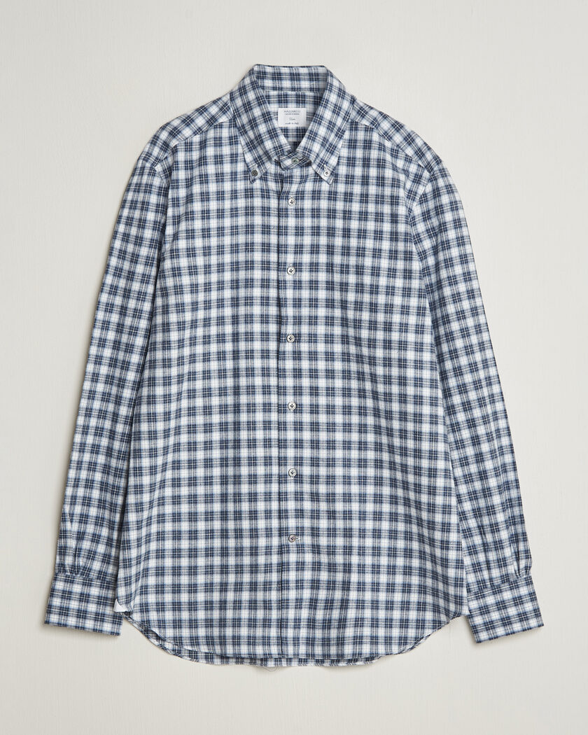 Mazzarelli Soft Flannel Button Down Shirt Navy – Azul