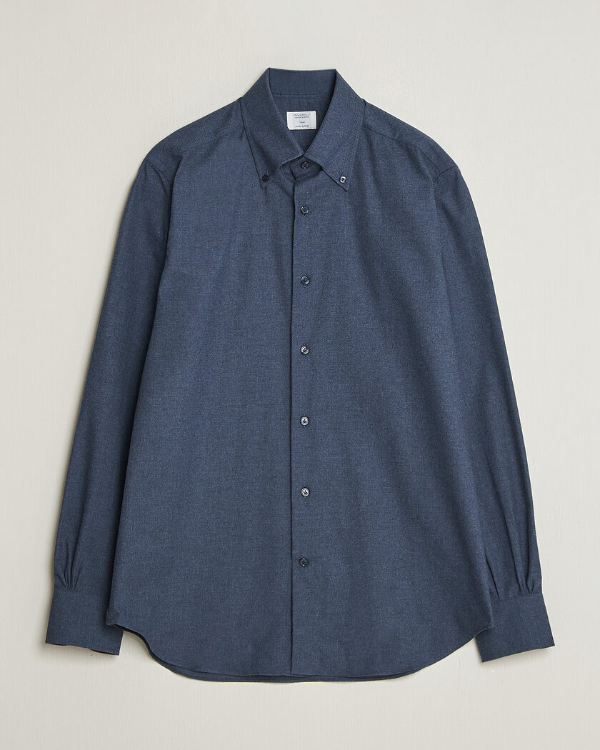 Mazzarelli Soft Flannel Button Down Shirt Navy – Azul