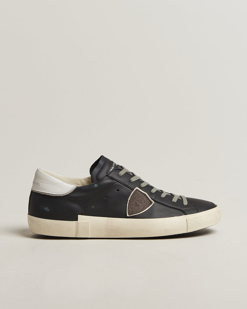 Philippe Model PRSX Low Top Suede Sneaker Black/White – Negro