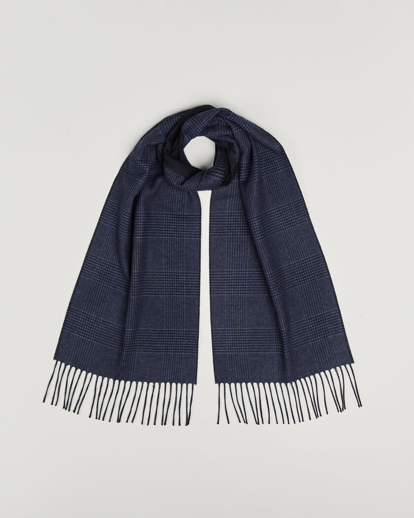 Piacenza Cashmere Cashmere/Silk Glencheck Scarf Navy – Azul