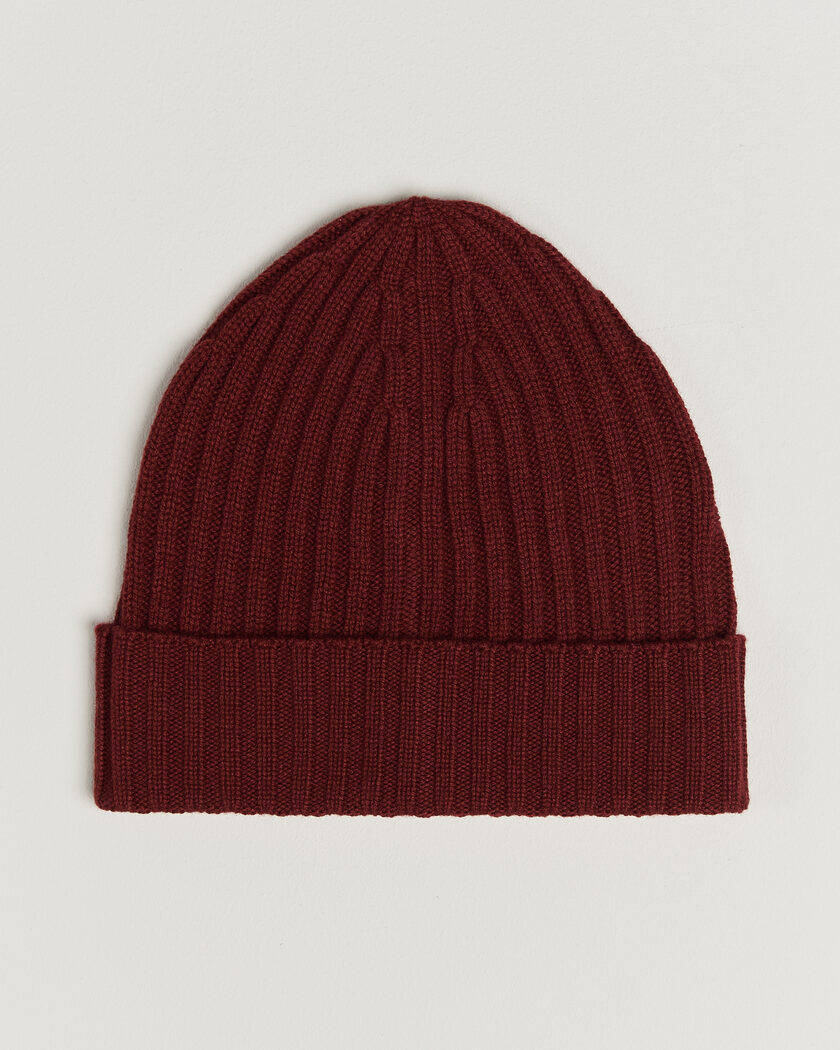 Piacenza Cashmere Ribbed Cashmere Beanie Burgundy – Rojo