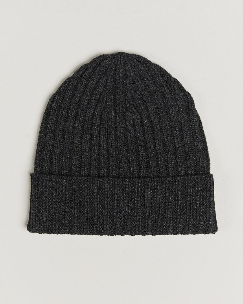 Piacenza Cashmere Ribbed Cashmere Beanie Charcoal – Gris