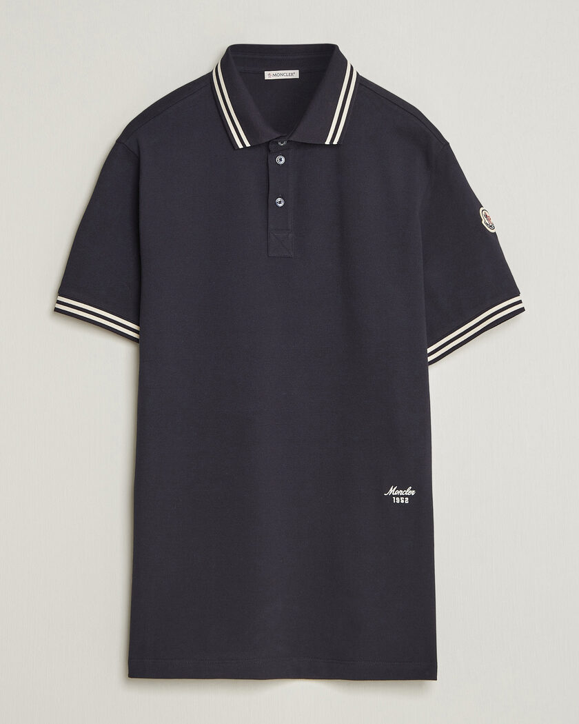 Moncler Contrast Collar Polo Navy – Azul