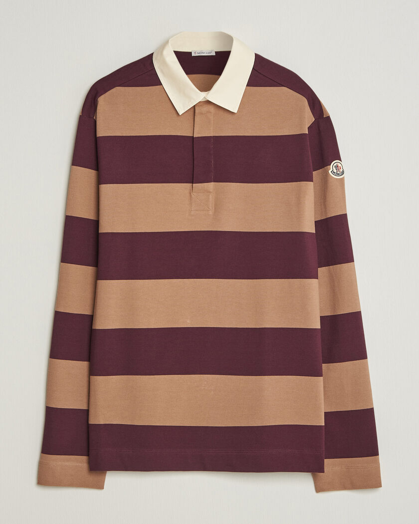 Moncler Striped Rugby Sweater Brown/Burgundy – Marrón