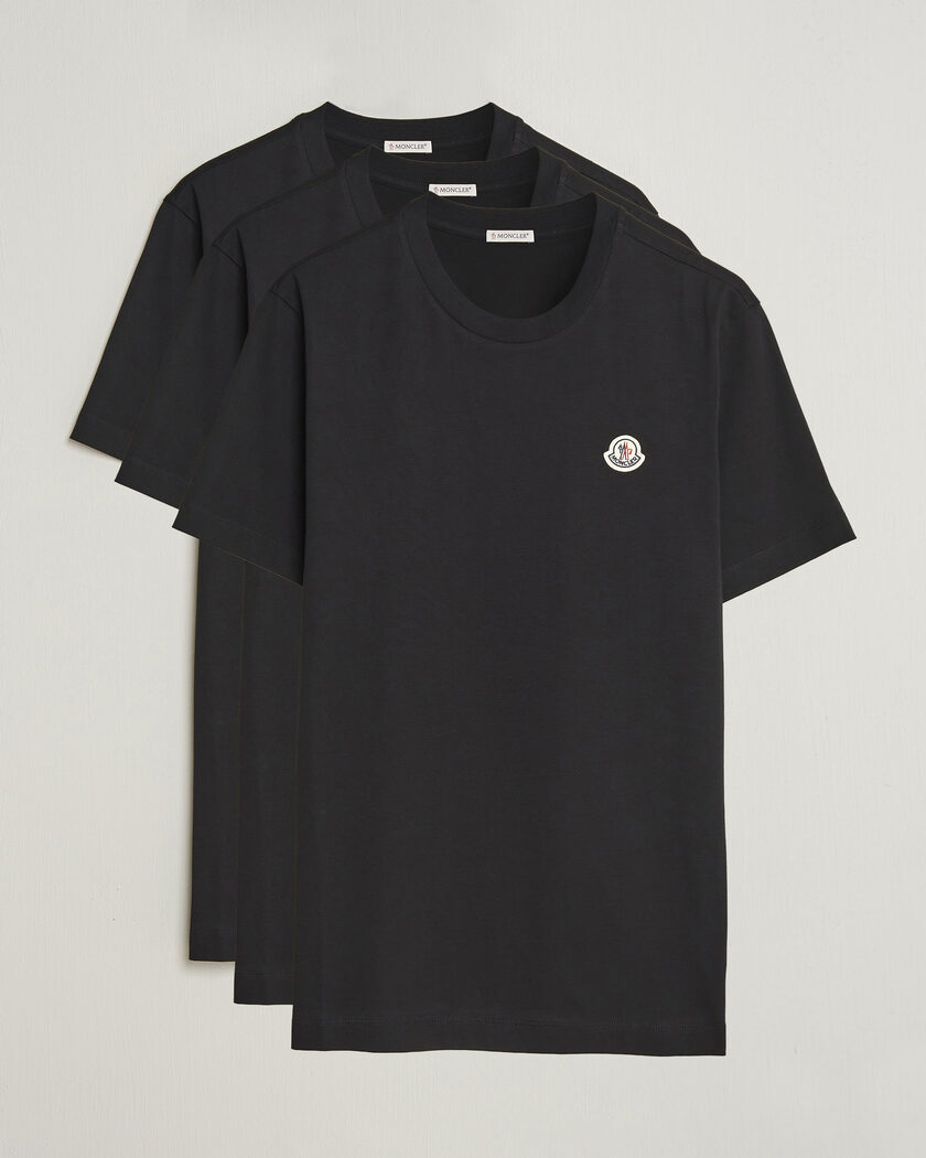 Moncler 3-Pack Logo T-Shirts Black – Negro