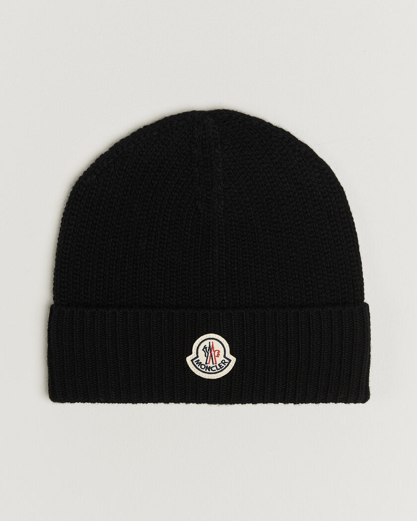 Moncler Rib Wool Beanie Black – Negro