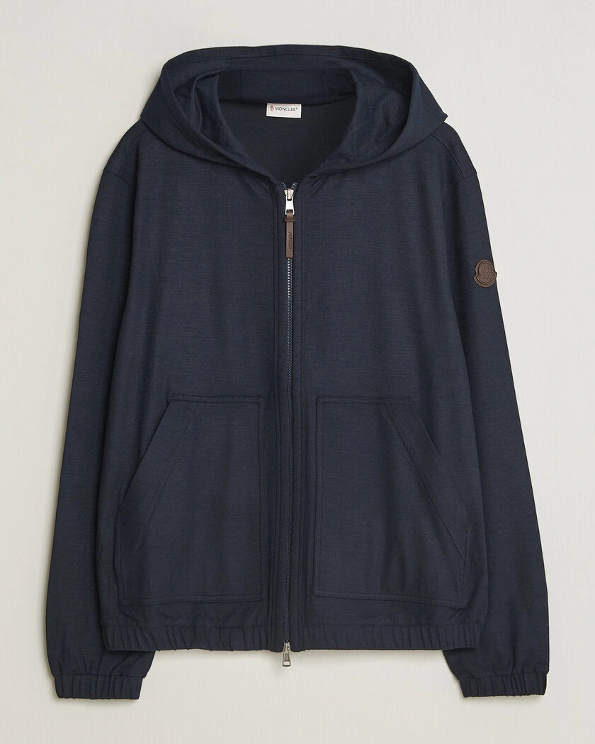 Moncler Full Zip Flannel Hoodie Navy – Azul