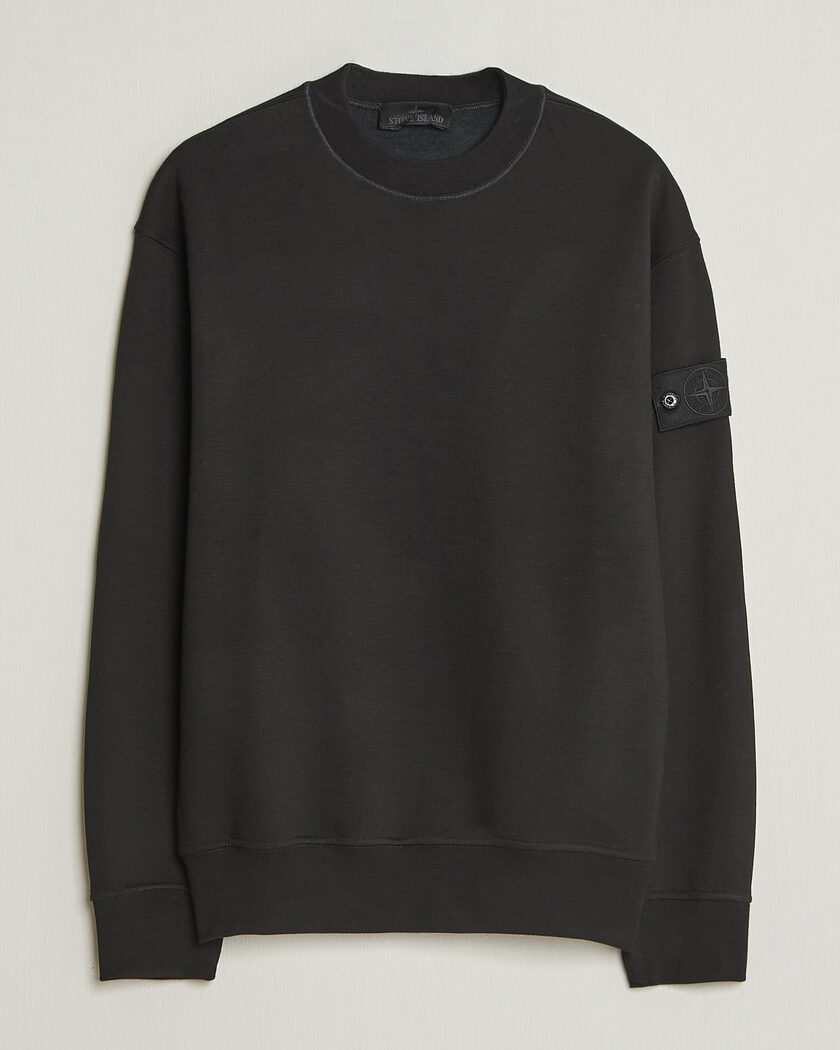 Stone Island Ghost Cotton/Wool Fleece Sweatshirt Black – Negro