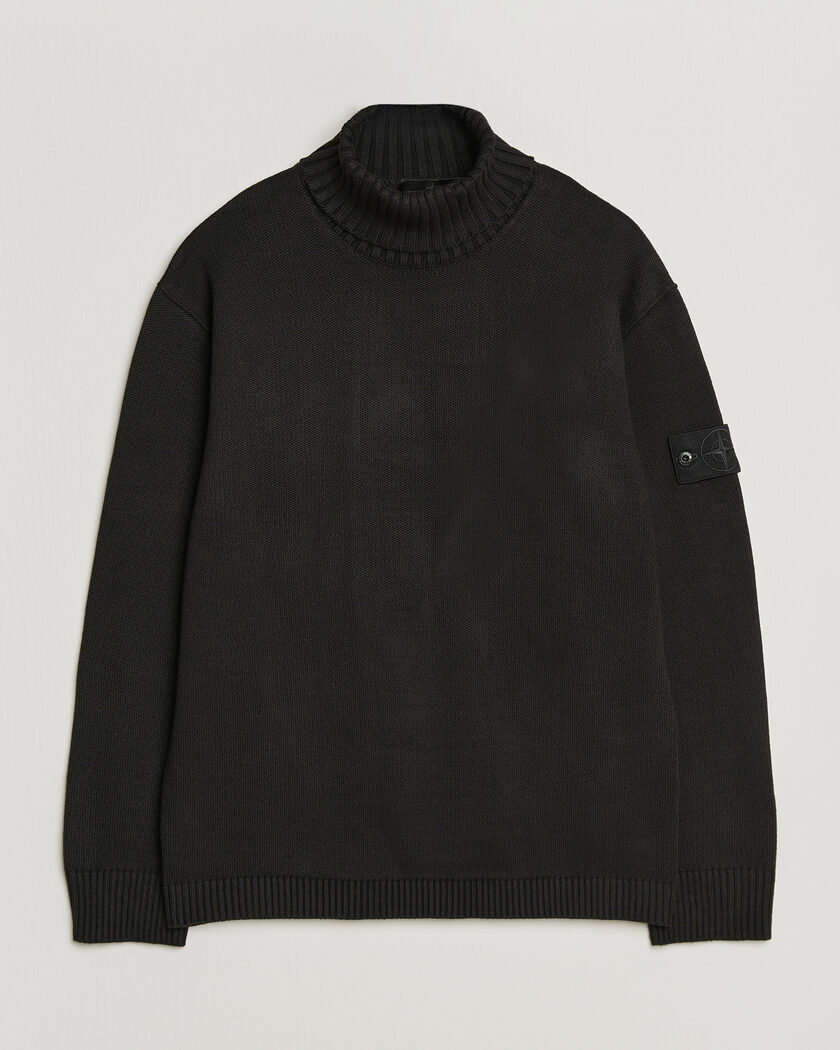 Stone Island Ghost Plush Stitch Winter Cotton Rollneck Black – Negro
