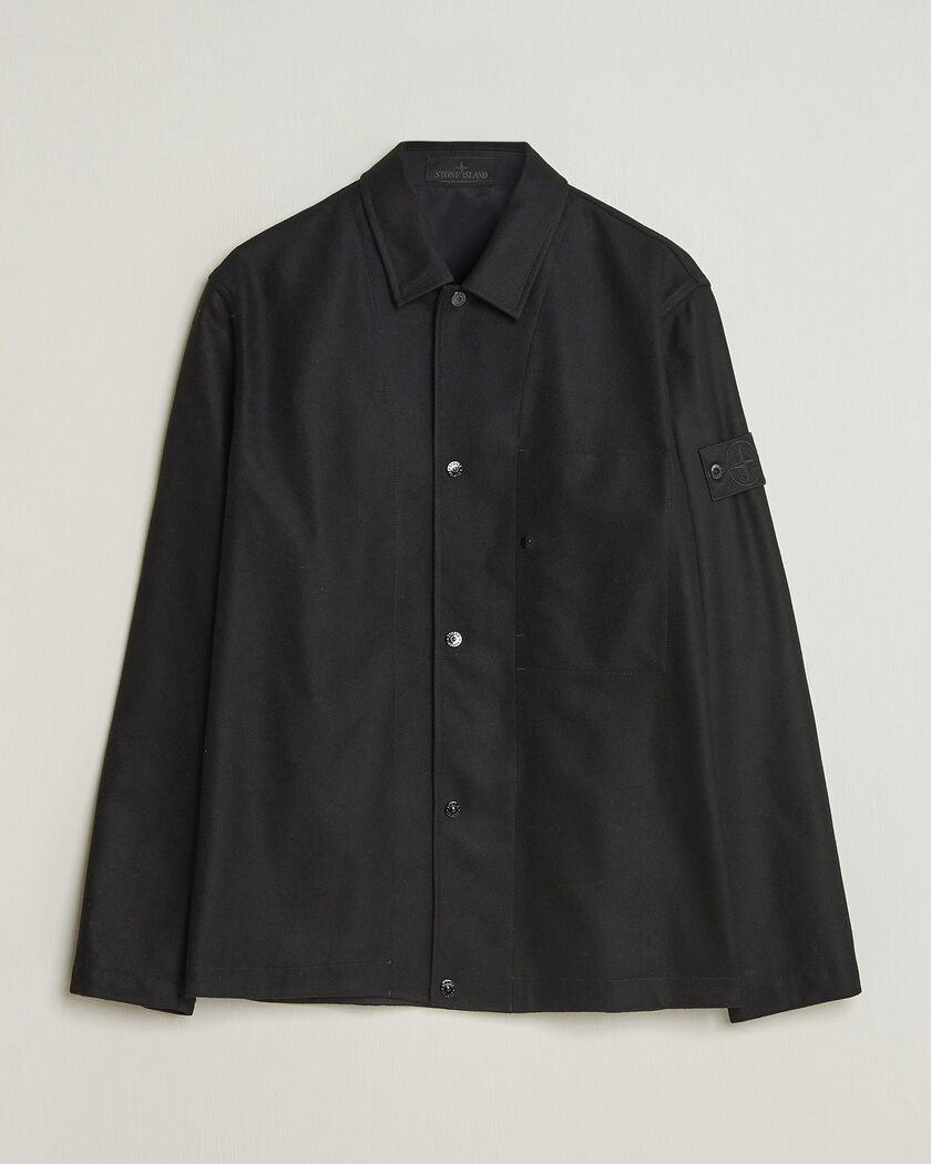 Stone Island Ghost Wool/Nylon Flannel Overshirt Black – Negro
