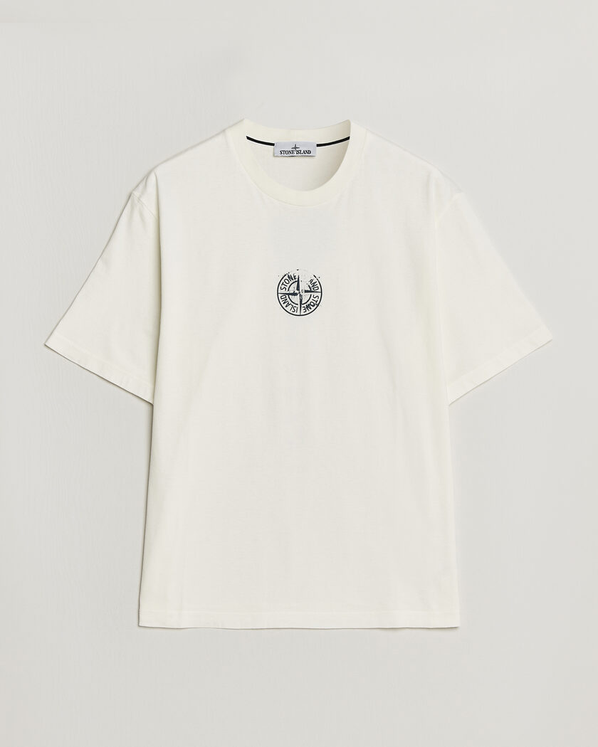 Stone Island Vertical Placement Print Cotton T-Shirt Ivory – Blanco