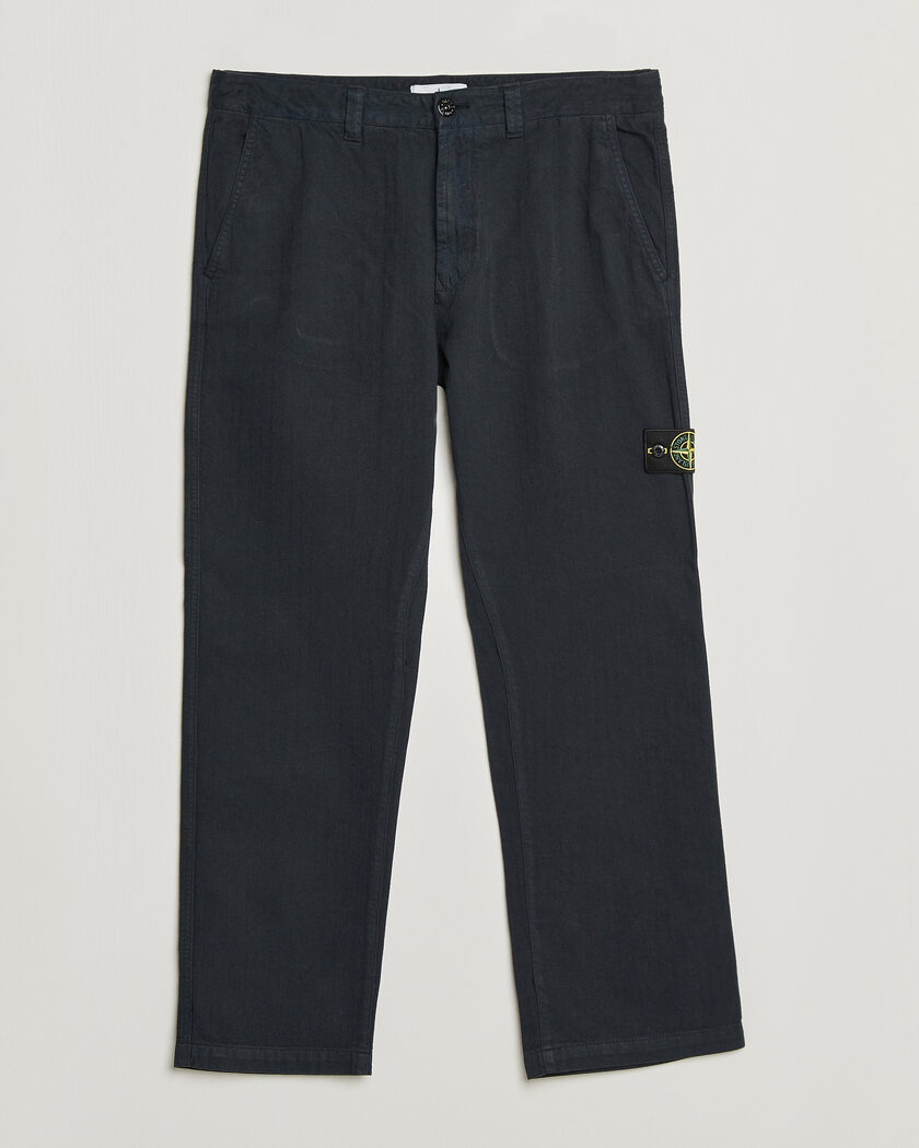 Stone Island Cotton Herringbone Pants Navy Blue – Azul