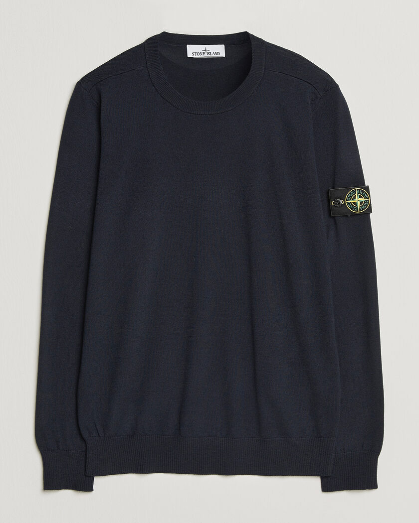 Stone Island Light Pure Wool Crew Neck Navy Blue – Azul