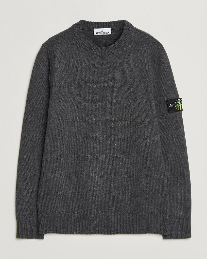 Stone Island Knitted Lambswool Crew Neck Melange Lead – Gris