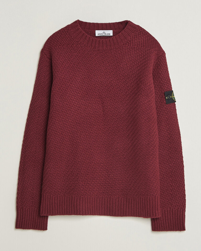 Stone Island Basket Stitch Lambswool Crew Neck Amaranth – Rojo