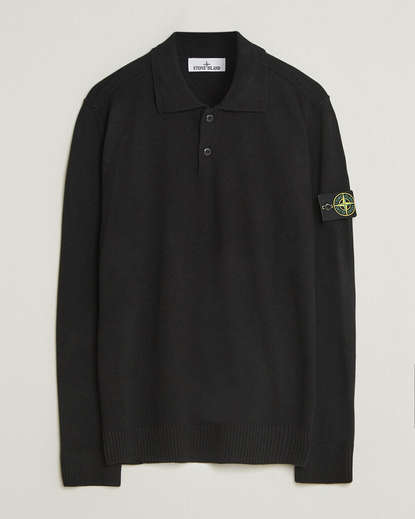 Stone Island Knitted Geelong Wool Polo Black – Negro