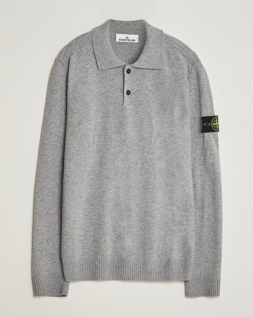 Stone Island Knitted Geelong Wool Polo Grey Melange – Gris