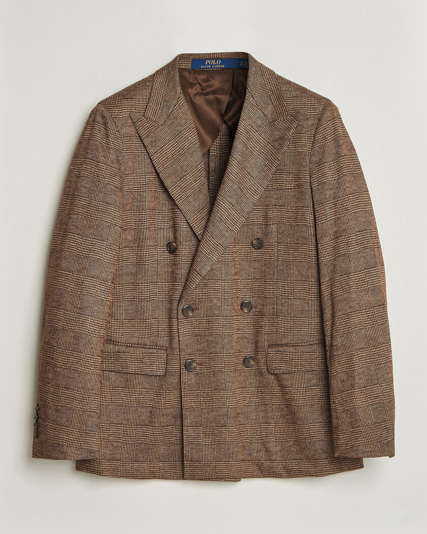 Polo Ralph Lauren Double Breasted Glenplaid Knit Sportcoat Tan/Brown – Marrón