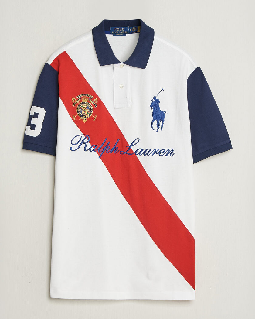 Polo Ralph Lauren Classic Fit Diagonal Stripe Polo White – Blanco
