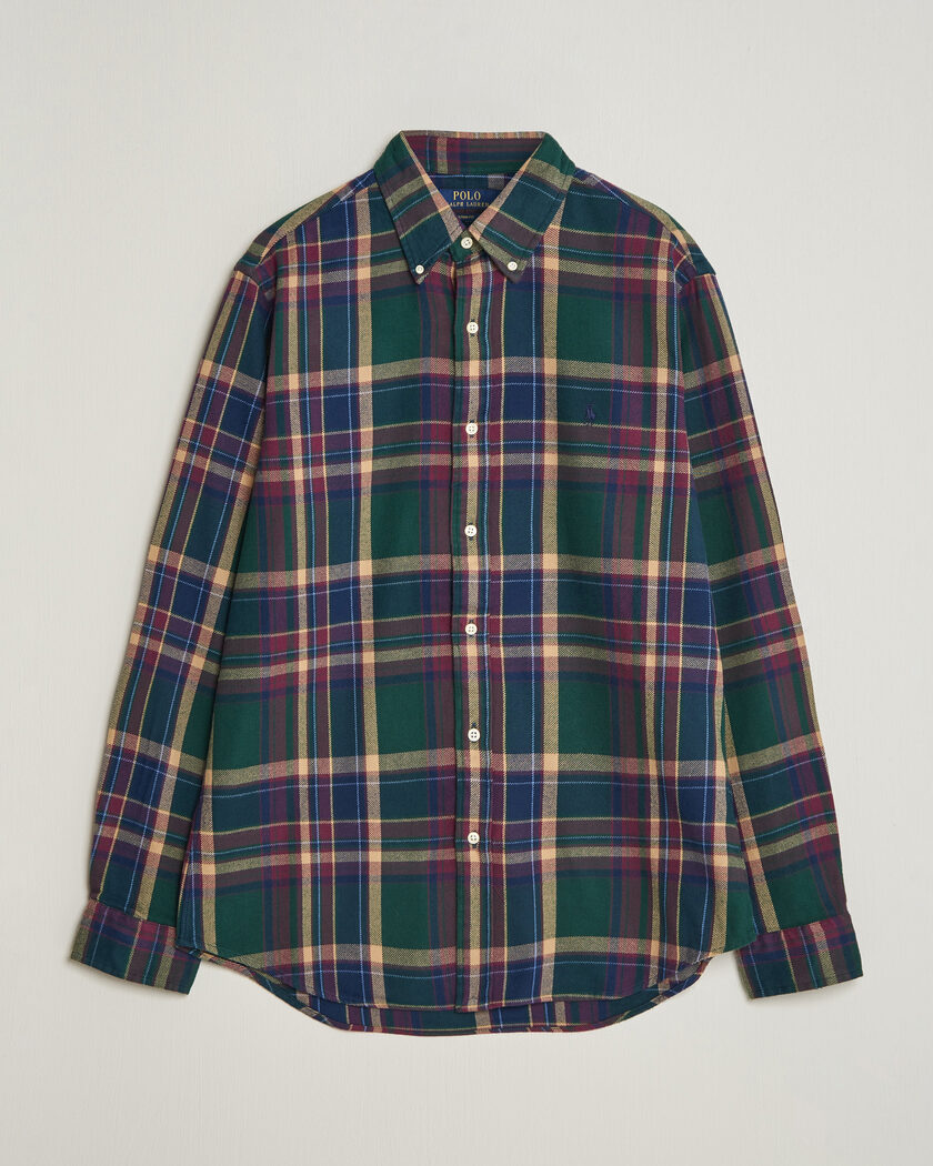 Polo Ralph Lauren Custom Fit Brushed Flannel Shirt Forest Burgundy – Multicolor