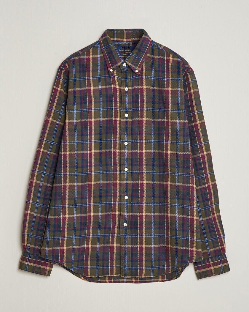Polo Ralph Lauren Custom Fit Brushed Flannel Shirt Olive Berry – Multicolor