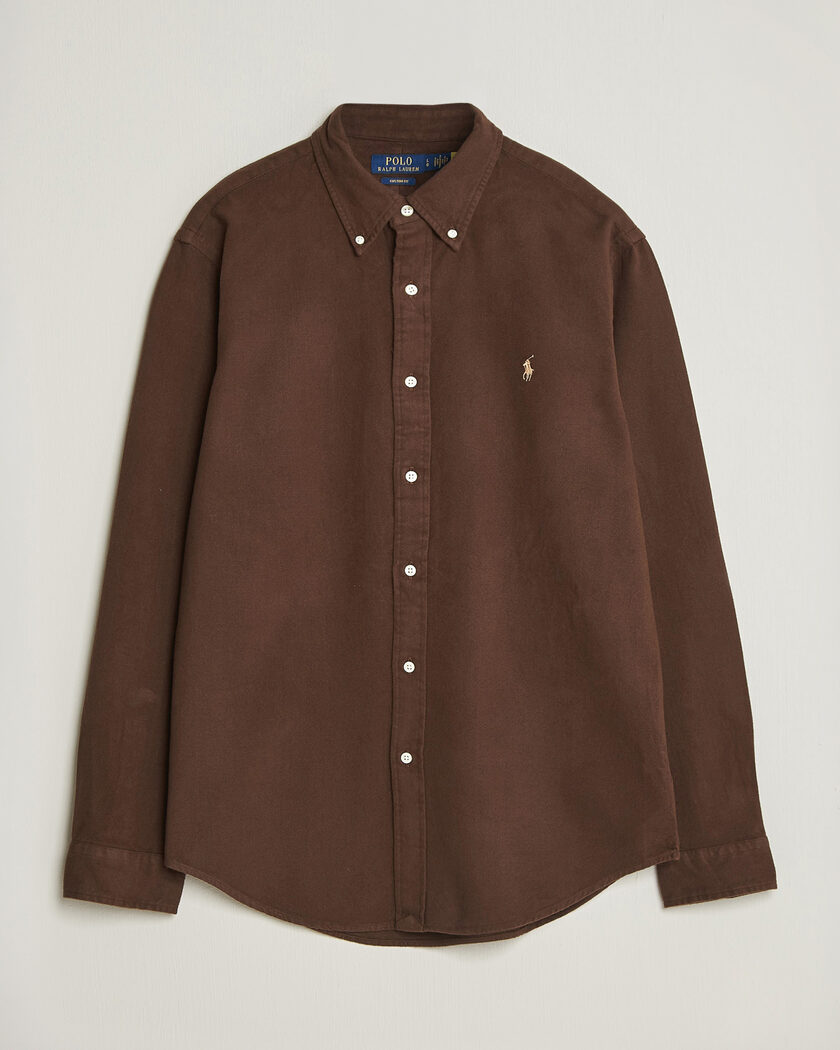 Polo Ralph Lauren Custom Fit Brushed Flannel Shirt Nutmeg Brown – Marrón