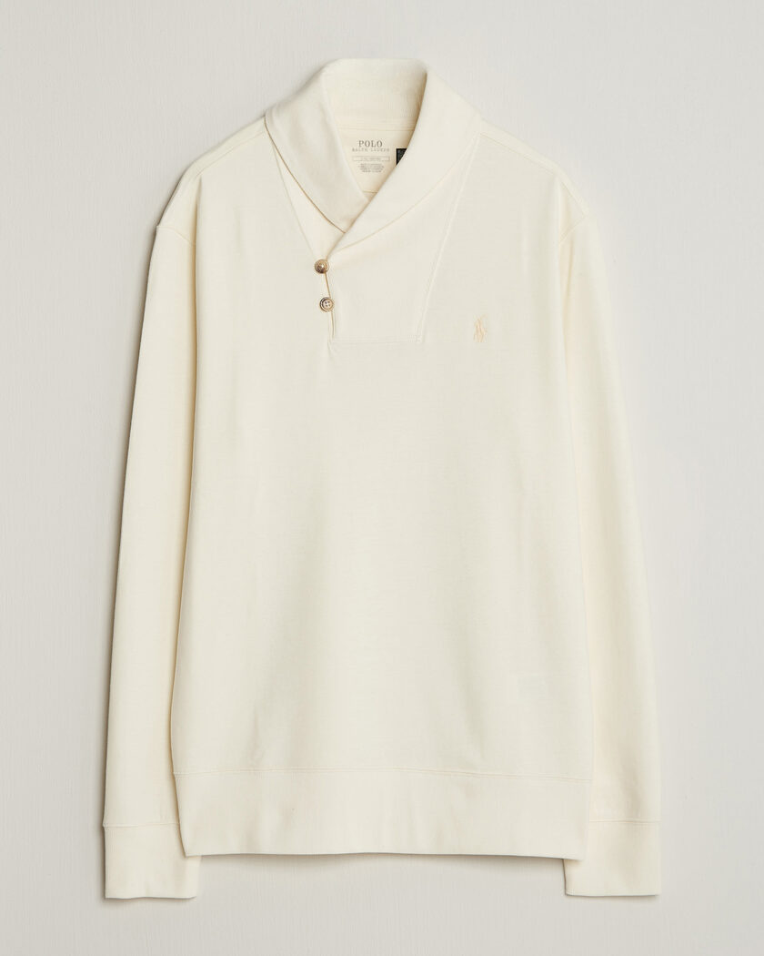 Polo Ralph Lauren Double Knitted Shawl Collar Sweater Pale Cream – Blanco