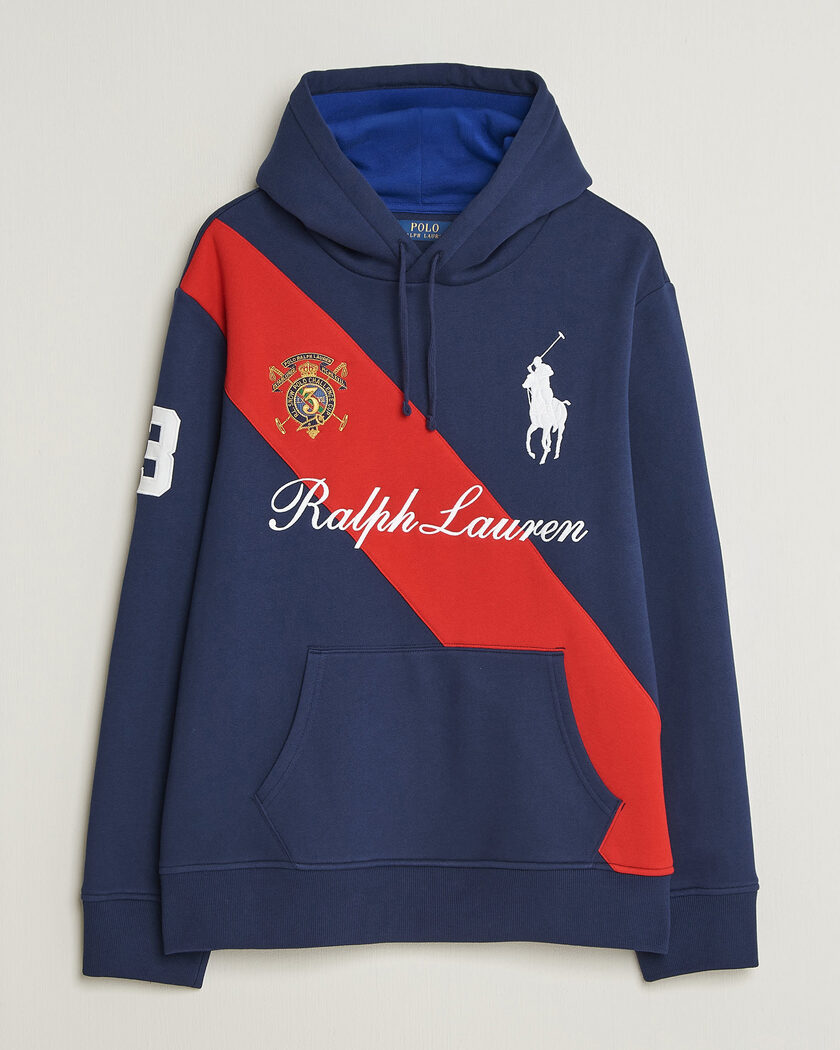 Polo Ralph Lauren Diagonal Stripe Big Pony Hoodie Newport Navy – Azul