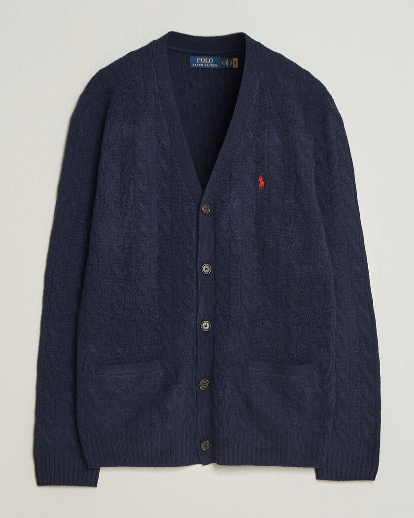 Polo Ralph Lauren Wool/Cashmere Cable Cardigan Hunter Navy – Azul