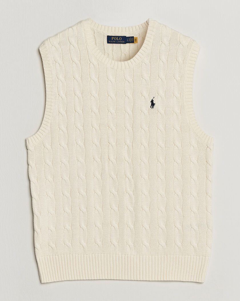 Polo Ralph Lauren Cotton Cable Vest Andover Cream – Blanco